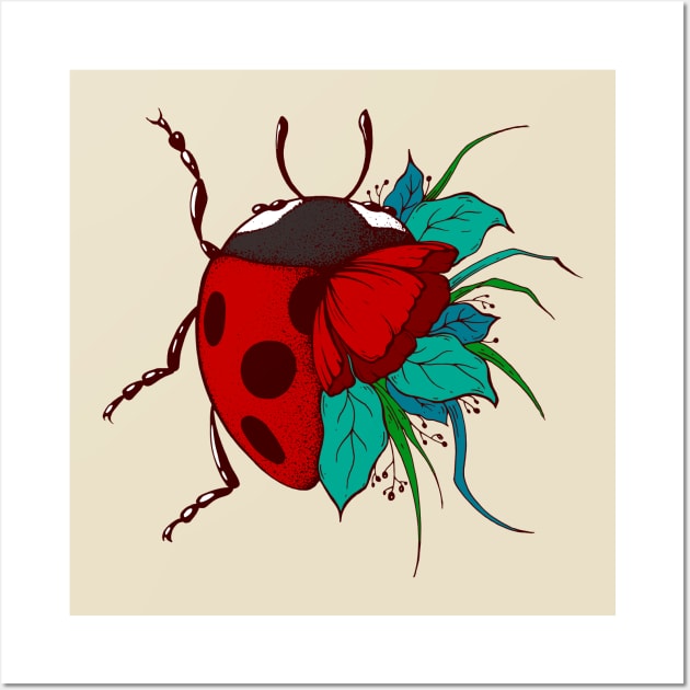 lady bug flower Wall Art by Mako Design 